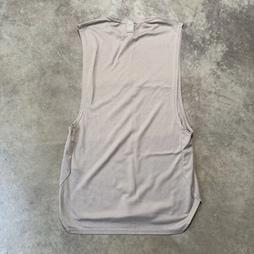 Gymshark Tank Top Womens Small Laser Cut Tan Tunic Sleeveless‎ Lightweight